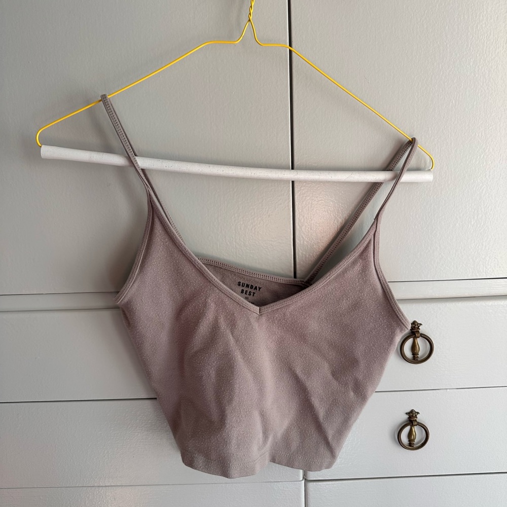 Aritzia Sunday Best Gray Crop Top